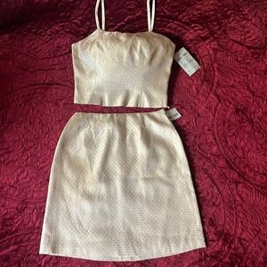 NWT Cach’e Women’s 2 Piece Gold Metallic Top & Skirt Set (Size 2)